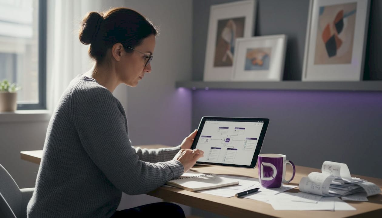 Business owner reviews hosting architecture diagram