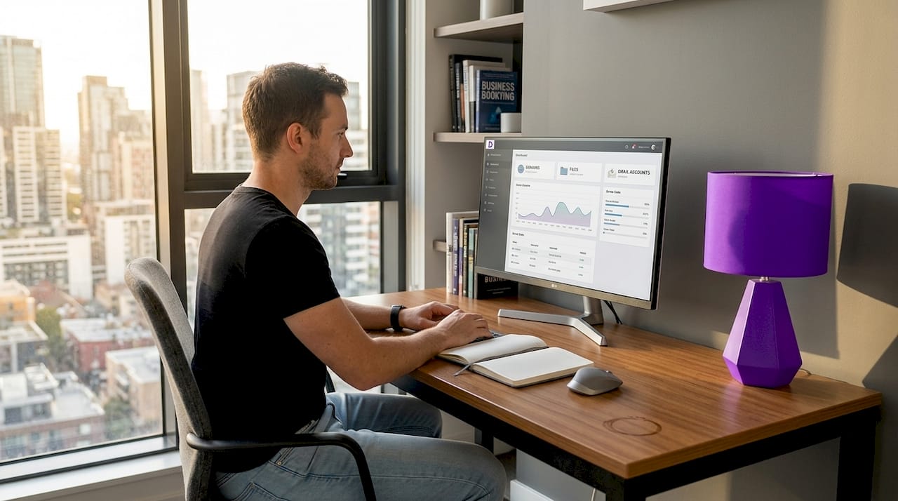 Web developer using hosting control panel