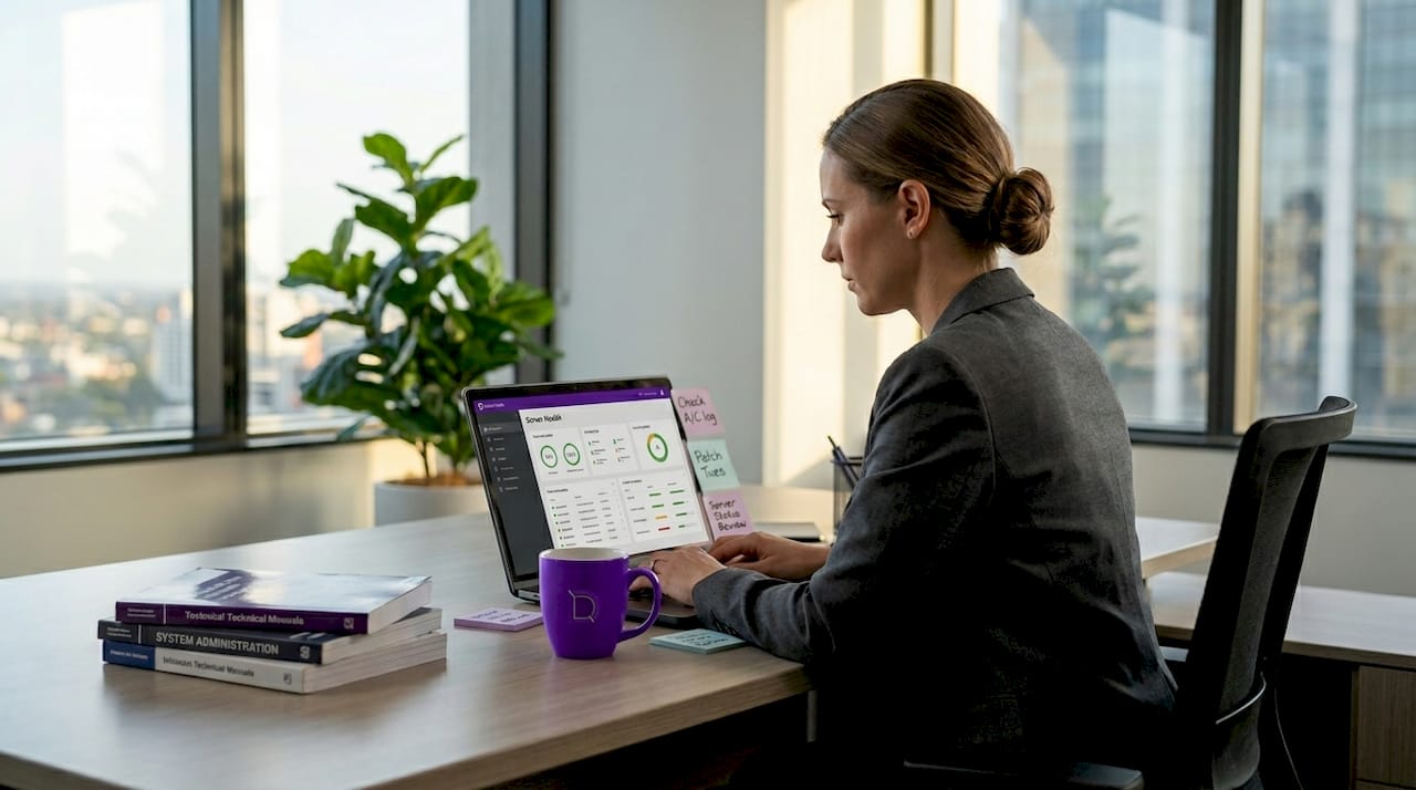 IT manager checking server health dashboard