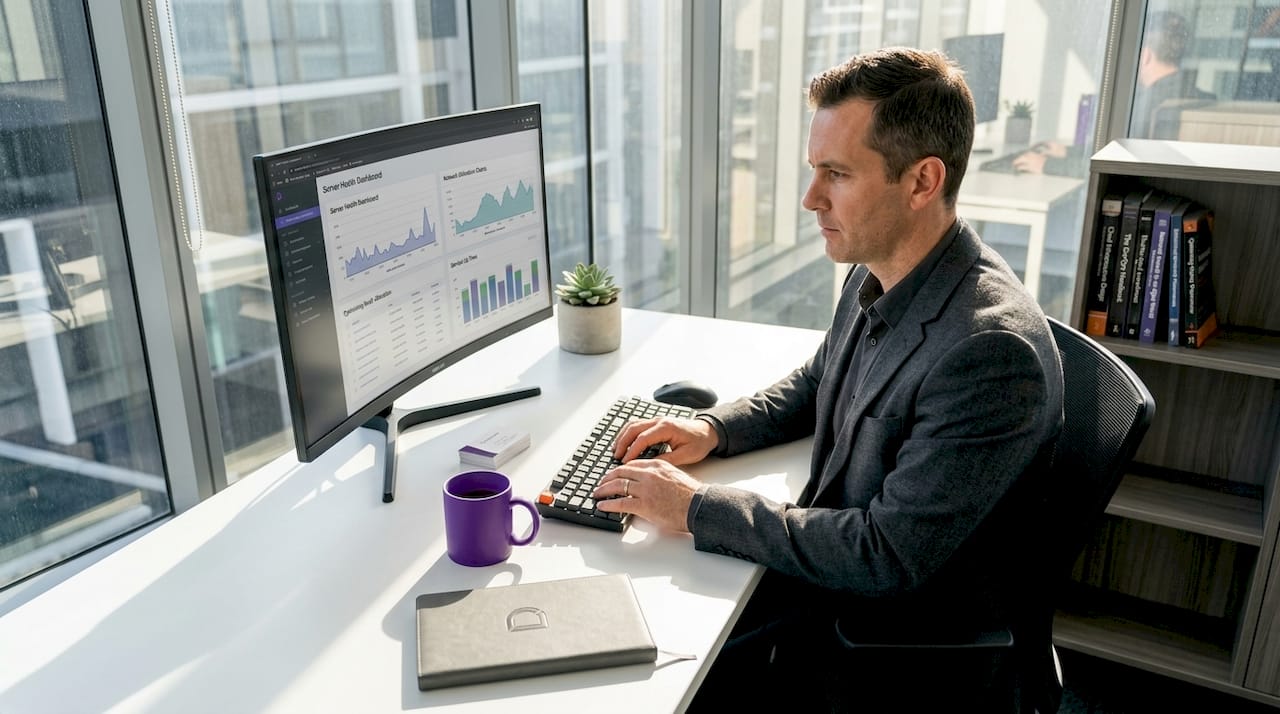 IT manager working on server management
