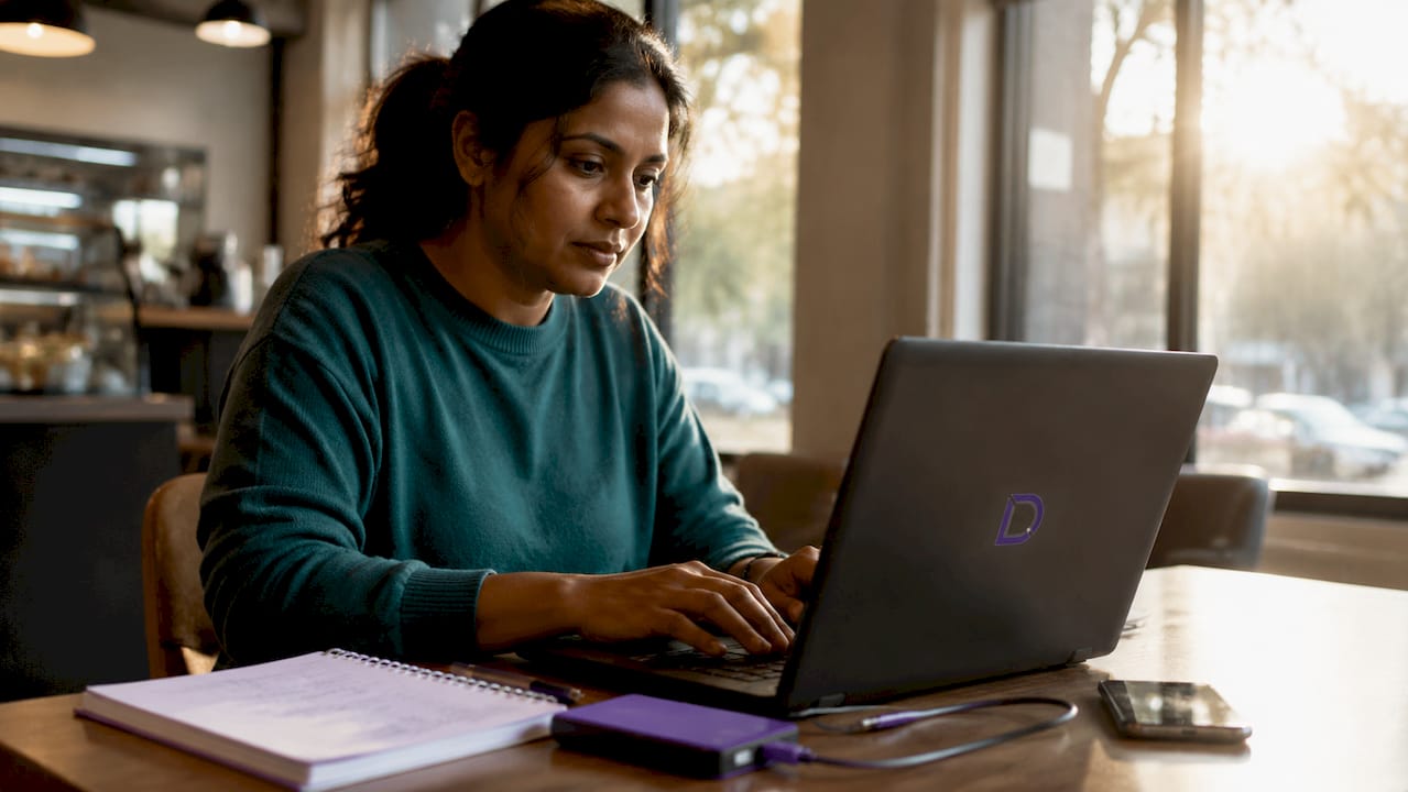 Person setting up website backup at home office